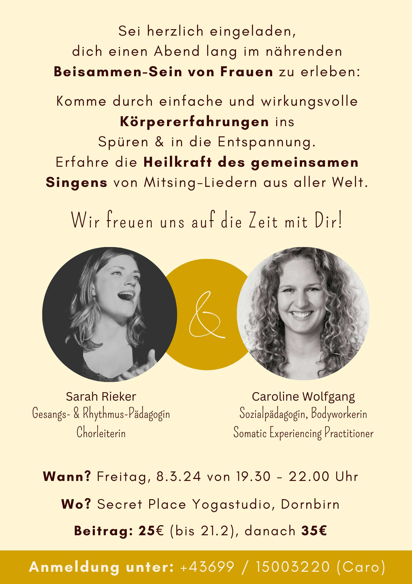 Frauen-Zeit mit Caroline Wolfgang am 8.3.24 in Dornbirn, A