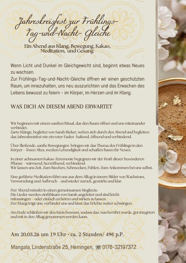 20.3. Ostara Kakaozeremonie & Singkreis - Heiningen